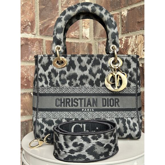 Christian Dior Lady D-Lite Bag Mizza Embroidered Canvas Medium 52213 - Picture 1 of 16